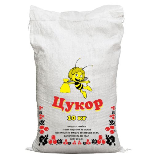 (100 шт) - Мішок для цукру 10кг, 40х55, Бджілка – поліпропіленовий
