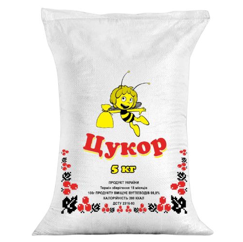 (100 шт) - Мішок для цукру 5кг, 30х45, Бджілка – поліпропіленовий